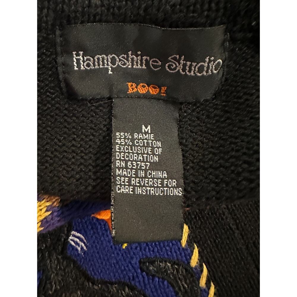 Hampshire Studio BOO! Halloween Sweater Vest Embroidered Pumpkin Black Cat M - Picture 8 of 15